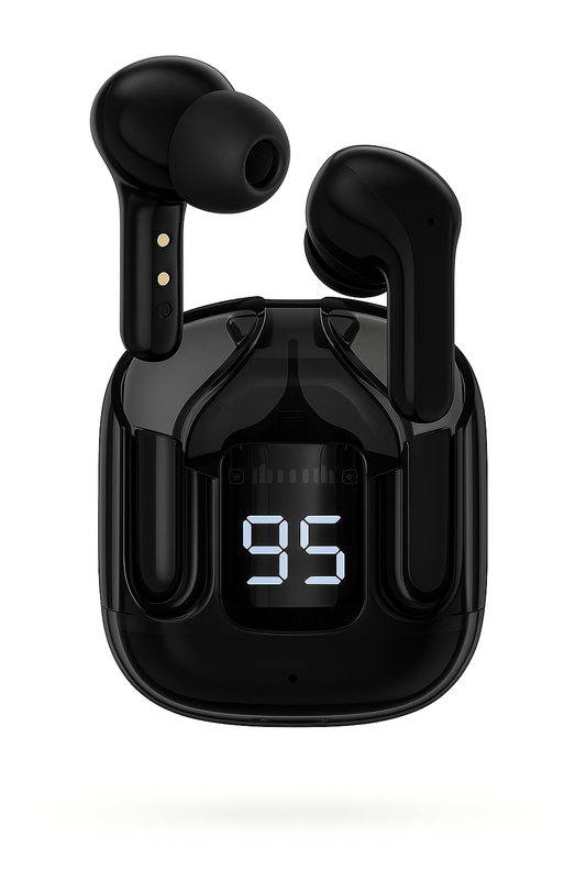 Zyro In-Ear Wireless EarPods with LED Display Case | Clear Sound & Digital Battery Indicator | Black