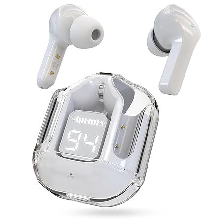 Zyro In-Ear Wireless EarPods with LED Display Case | Clear Sound & Digital Battery Indicator | White