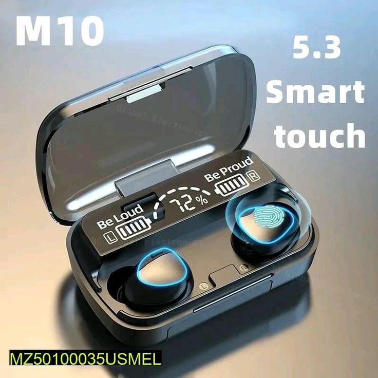 M10 True Wireless Earbuds Bluetooth 5.1, 40H Playtime, Touch Control, HD Sound, LED Display, In-Ear Headphones with Mic
