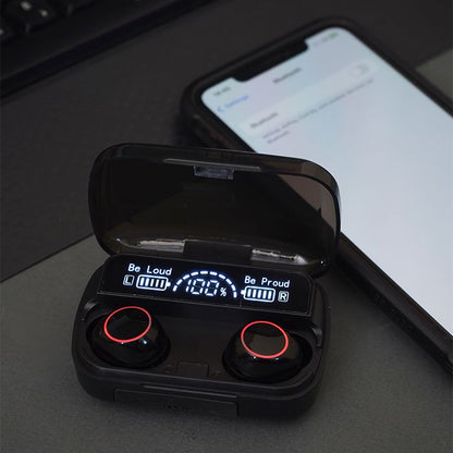 M10 True Wireless Earbuds Bluetooth 5.1, 40H Playtime, Touch Control, HD Sound, LED Display, In-Ear Headphones with Mic